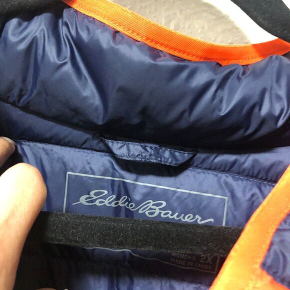 eddie bauer womens 2x puffer sweater blue gray down waterfowl feathers ao - Picture 3 of 13